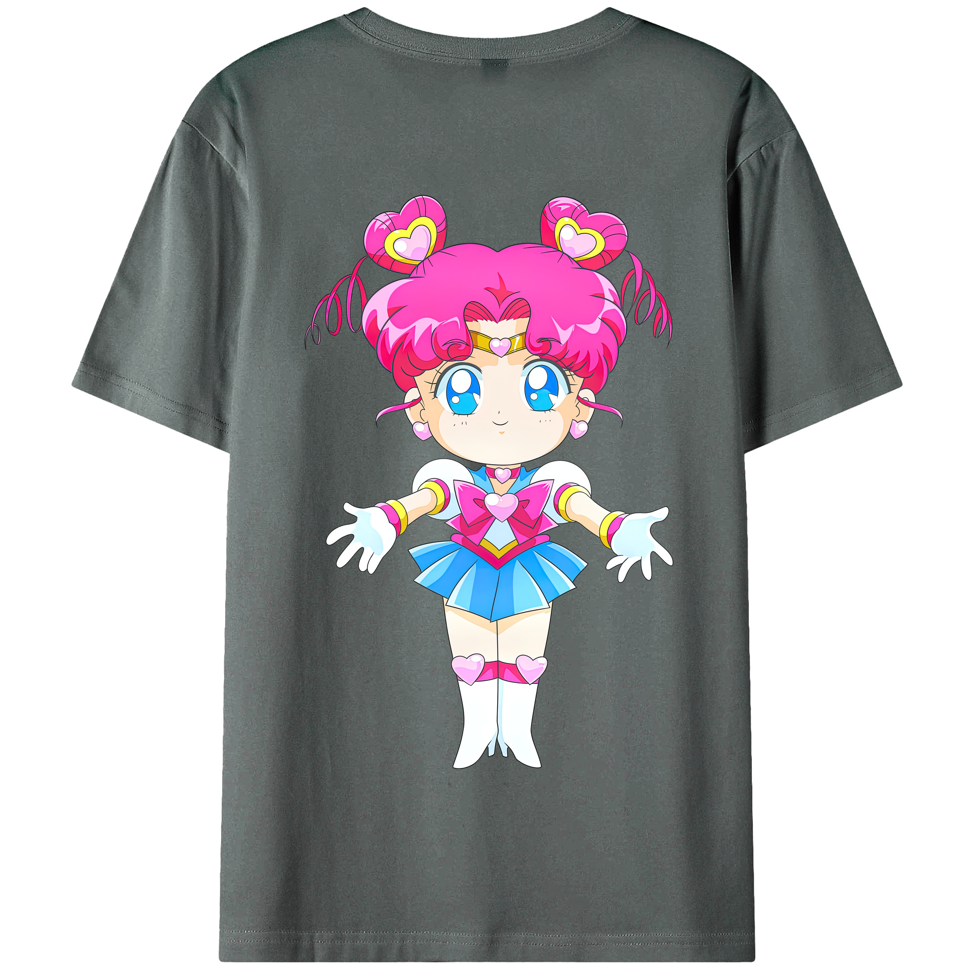 （画像用） 美少女戦士セーラームーン ちびうさ Sailor Moon Chibiusa Tsukino Usagi Small Lady Serenity 綿100％半袖Tシャツ（背面プリント）